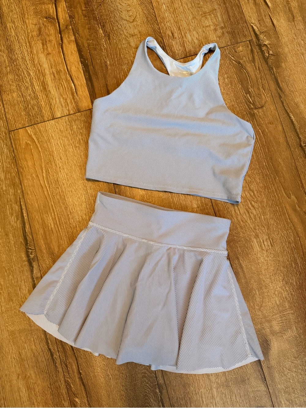 Old Navy Light Blue Ribbed Tank & Flared Skirt Matching Set